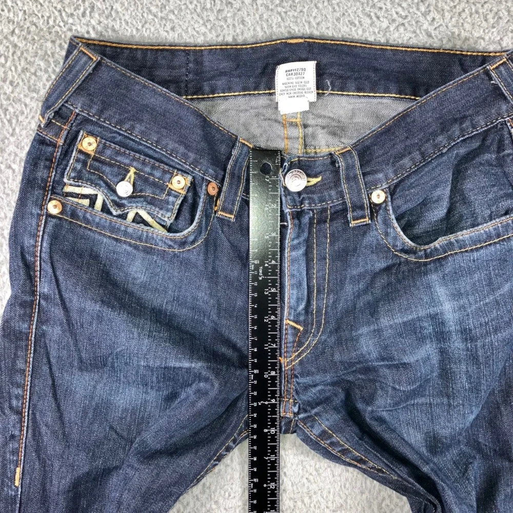 VTG True Religion Bootcut Jeans Men 31 Blue Logo Flap Pocket USA Fit‎ 32x28